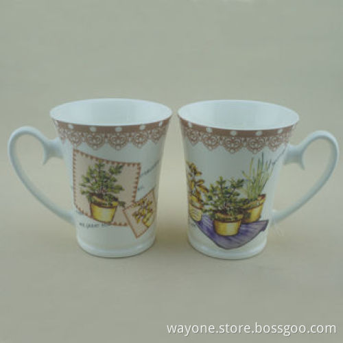 Porcelain Mugs with 13oz Volume, Herbs Design, Ideal for Promotional Gifts